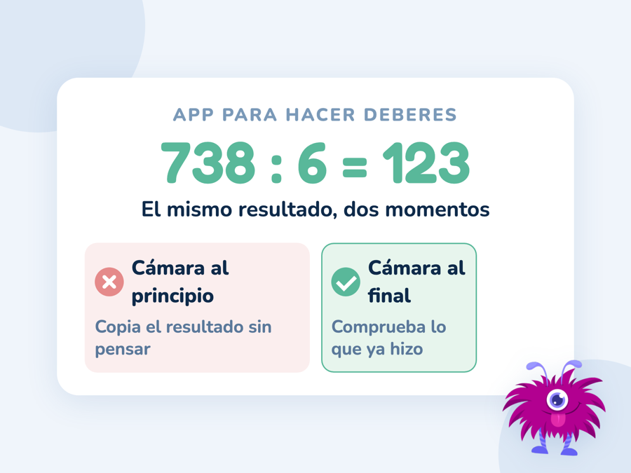Comparación de dos momentos para usar la cámara: al principio da el resultado sin razonar, al final sirve para comprobar
