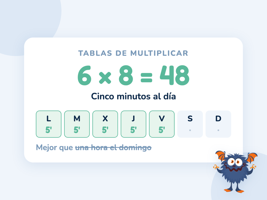 Una semana de lunes a domingo con cinco minutos de tablas cada día frente a una sola hora el domingo
